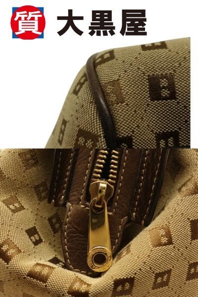 【大黒屋82】BALLY バリー Bロゴハンドバッグ キャンバス レザー ブラウン レディース 中古 現状販売品　返品交換不可