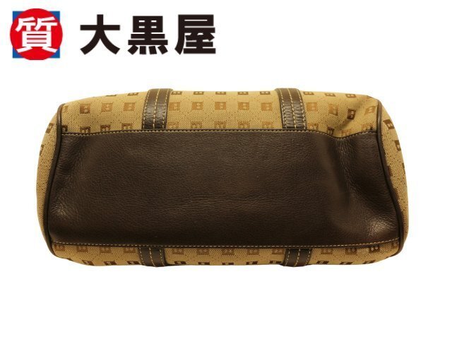 【大黒屋82】BALLY バリー Bロゴハンドバッグ キャンバス レザー ブラウン レディース 中古 現状販売品　返品交換不可