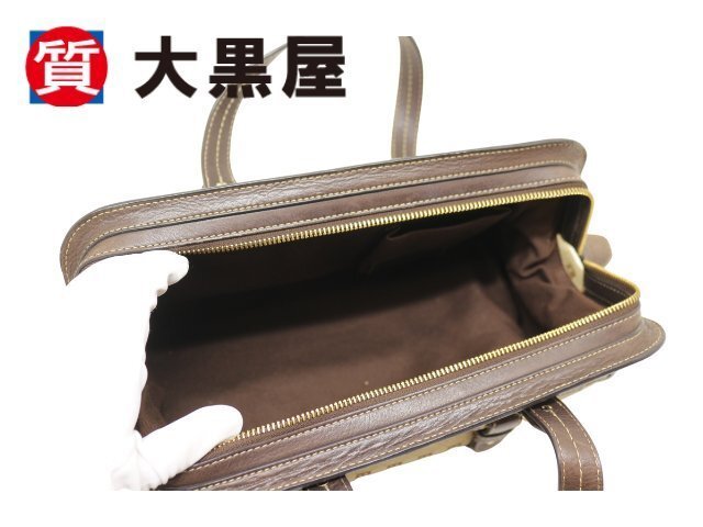 【大黒屋82】BALLY バリー Bロゴハンドバッグ キャンバス レザー ブラウン レディース 中古 現状販売品　返品交換不可