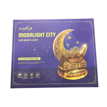 ■未使用品■FUNPOLA 立体パズル 3Dパズル キット 木製パズル MOONLIFHT CITY FPL-MC01 ZKM7103ZD