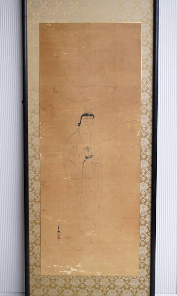 希少品★岡田茂吉 岡田自観　観音図　世界救世教教祖　 額装　真作肉筆保証　検：MOA美術館創設　世界救世教　明主様　地上天国　浄霊