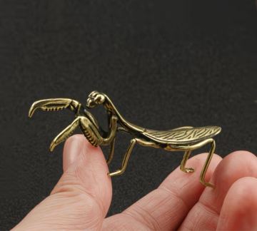 カマキリ　蟷螂　虫　茶道具 茶会 床の間 置物 置き物 蓋置 工芸 民芸 香炉 飾り ブロンズ オブジェ インテリア 真鍮 金属 銅 茶道具　銅像