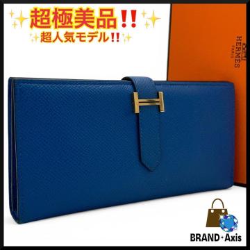 ★【超極美品】エルメス HERMES 二つ折り長財布 ベアンスフレ ヴォーエプソン ゴールドH金具 C刻印 メンズ レディース★