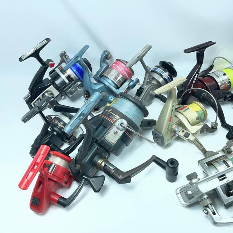 【1円スタート】 スピニングリール ダイワ シマノなど 20個まとめ 全体的に状態が悪い