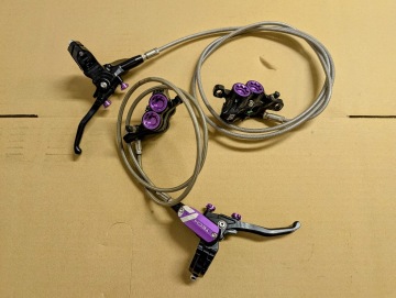 HOPE Tech4 ＋ E4 ディスクブレーキ前後セット　メッシュホース　稀少なパープル　