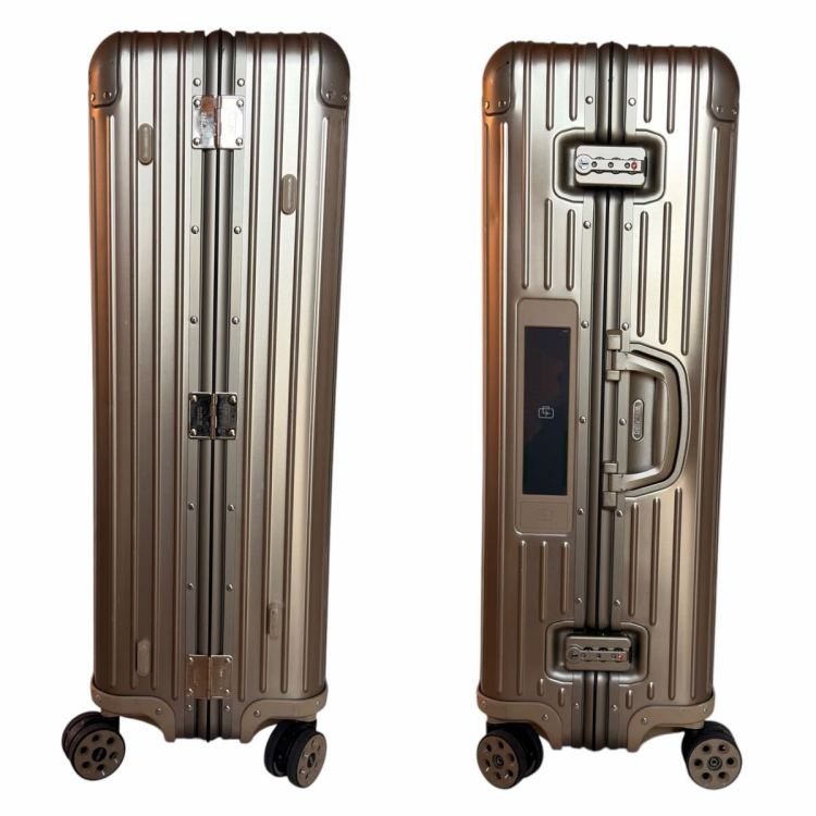1円 希少 リモワ RIMOWA トパーズ チタニウム 98L 4輪 アルミ スーツケース 電子タグ E-Tag シャンパンゴー