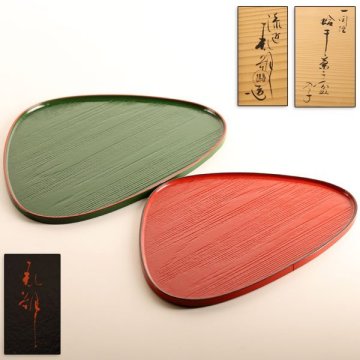 【流】鈴木表朔 一閑塗 蛤千菓子盆 共箱 HE446