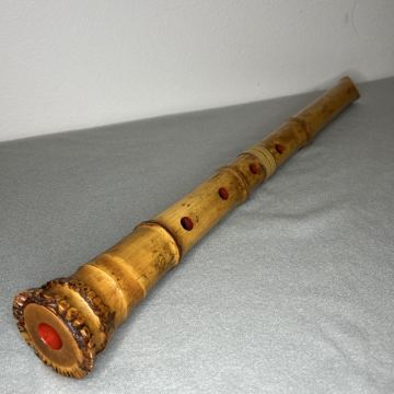 琴古流 尺八 【雅 銀越 】銀三線 銀巻歌口 竹製 和楽器 全長約55cm 保存袋 