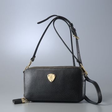 GT2619△ATAO アタオ アミュレットケリー レザー ウォレットバッグ お財布ポシェット スマホショルダー 長財布 ロングウォレット ブラック