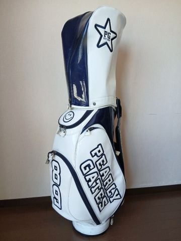PEARLY GATES GOLF エナメルキャディバッグ ホワイト／ネイビー パーリーゲイツ ゴルフ
