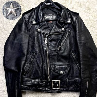 ●ハンガー付/入手困難/現行/ワンスター SCHOTT ショット 626VNW ダブル ライダースジャケット レザージャケット 黒 ブラック ダメージ加工