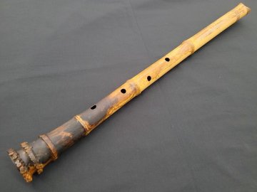 尺八 琴古流 在銘 ジョン・海山・ネプチューン銘 五孔 延管 全長約720mm 重量約390g　Y9340