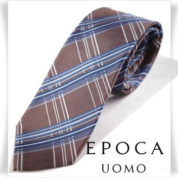 新品1円～★定価1.4万 エポカ ウォモ EPOCA UOMO 日本製 シルク絹100% ネクタイ 織柄 ブラウン 正規店本物 ◆9699◆