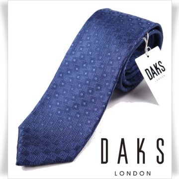 新品1円～★定価1.7万 DAKS LONDON ダックス ロンドン 日本製 シルク絹100％ネクタイ 織柄 ネイビー 小紋柄 正規店本物 ◆9841◆