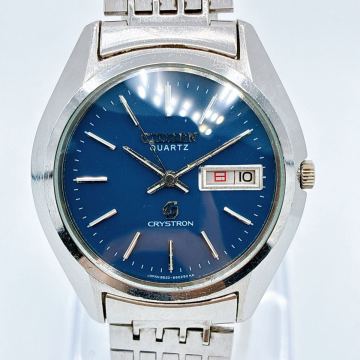 【極美品】 CITIZEN CRYSTRON GN-5-S 8620-860098 1975年製 青文字盤 デイデイト 青文字盤 シチズン クリストロン 日本語カレンダー メンズ