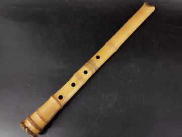 S/ 尺八 鹿山 都山流 金巻歌口 地塗 中継ぎ 印有 二印 約48.5cm 和楽器 現状品 / NY-2585