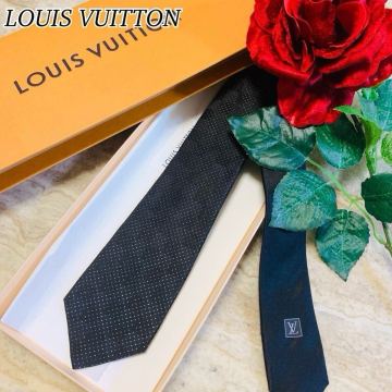 N654 新品未使用 LOUIS VUITTON ルイヴィトン 現行 ダミエ 定番 ネクタイ M74721 シルク 総柄 ナロー メンズ 正規品 1スタ 送料込 希少