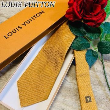 N669 LOUIS VUITTON ルイヴィトン 美品 正規品 ロゴ総柄 刺繍 ネクタイ シルク 高級 上品 ビジネス フォーマル メンズ 1円スタート 送料込