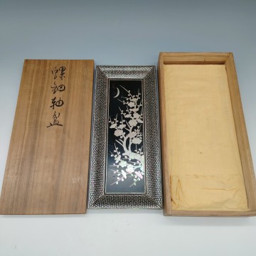 螺鈿 長方盆 漆器 漆芸 共箱入り 古美術 文房具 書道具 漆器