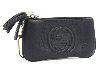 1円 GUCCI グッチ ソーホー インターロッキングG レザー コインケース コインパース 小銭入れ レディース メンズ ブラック系 FT9958