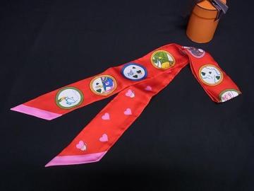 1円 ■極美品■ HERMES エルメス Tea Time 【ティータイム】 ツイリー シルク100% リボンスカーフ レッド系&times;マルチカラー HA5108