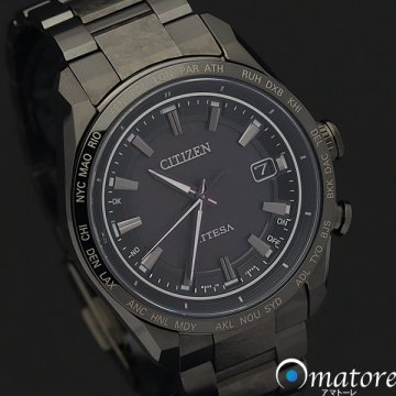1円～◎極上美品◎CITIZEN シチズン アテッサ【HAKUTO-Rコラボ ブラックチタン】電波ソーラー CB0285-63E H145◎箱保取説