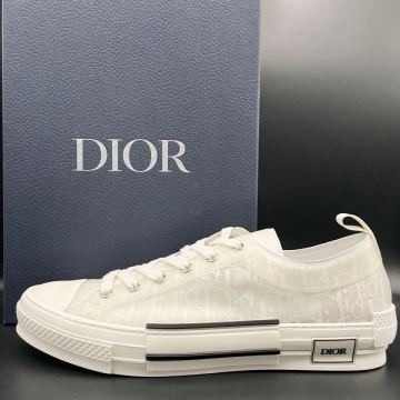 1円【新品】Dior ディオール スニーカー B23 オブリーク トロッター ロゴ シューズ 靴 ファブリック メンズ ホワイト 希少サイズ32cm相当