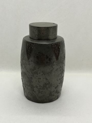 煎茶道具　古錫　茶心壷　茶入　時代物　錫製　茶器　重260グラム　箱無