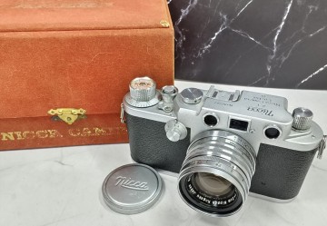 【終活】Nicca 3-F レンジファインダー 元箱付＋NIKKOR H.C 50mm f2 Lマウント単焦点 各動作良好 シャッター快調 スローOK 2重像ズレ無し