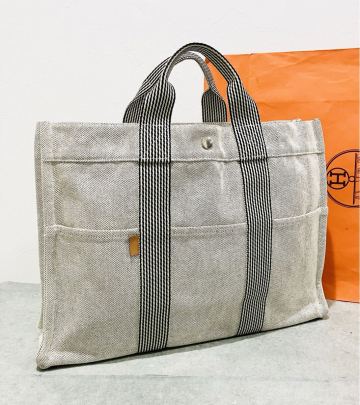 HERMES ● 極美品 エルメス ニューフールトゥ MM トートバッグ グレー ハンドバッグ