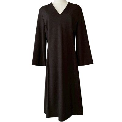 Yevs Saint Laurent rive gauche Vintage ロングワンピース Vネック 長袖 サイズ42 イヴサンローラン ヴィンテージ ブラウン ウール