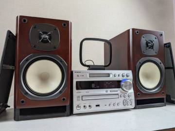 14330-043★ONKYO オンキョー CD MD MDLP対応 USBメモリー 高音質ミニコンポ セットコンポ FR-N9SX リモコン付き 通電確認済み★