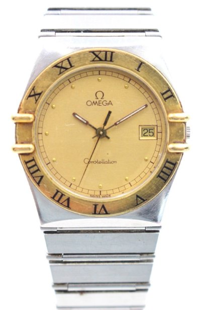 【ト静】★ OMEGA Constellation オメガ コンステレーション 腕時計 ゴールド文字盤 3針 デイト クォーツ 中古現状販売 GD068GCG01