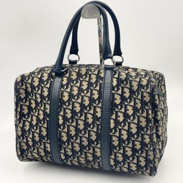 【美品】Christian Dior クリスチャンディオール トロッター オブリーク ハンドバッグ ミニボストンバッグ キャンバス レディース メンズ 