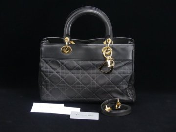 g331 正規 美品 レディディオール ディオール トートバッグ 黒 カナージュ レザー 02-MA-0028 ショルダー 2way