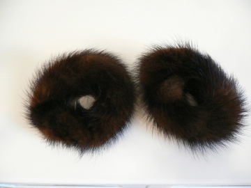 *美品* ミンクの輪 ２点 袖飾り ヘアアクセサリー（ダークブラウン系）ボリュームふっくら 360度ミンク 【未使用】