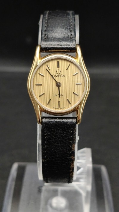 OMEGA オメガ デビル ゴールド文字盤 クォーツ 腕時計【不動品】