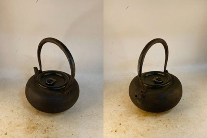 環摘摘座純銀 重量913g容量680ml 砲口小鉄瓶 煎茶道具