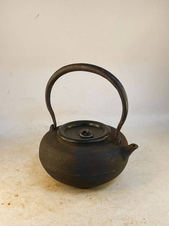 環摘摘座純銀 重量913g容量680ml 砲口小鉄瓶 煎茶道具