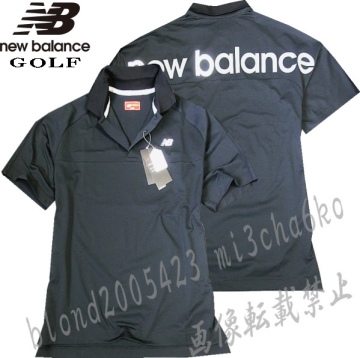 ■新品【New Balance golf】ニューバランスゴルフ 吸汗速乾素材 背面BIGロゴ 半袖 ポロシャツ■BK/6(LL)