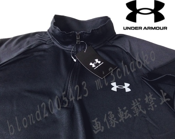 ■新品【UNDER ARMOUR】アンダーアーマー ゴルフに最適 Tech吸汗速乾 水分コントロール ハーフZIP モックシャツ■NV/L
