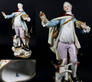 Meissen オールドマイセン 陶磁器 男性人物像 28cm 西洋アンティーク 