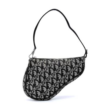 1円 良品 Christian Dior クリスチャンディオール トロッター サドルポーチ サドルバッグ アクセサリーポーチ ハンドバッグ ネイビー