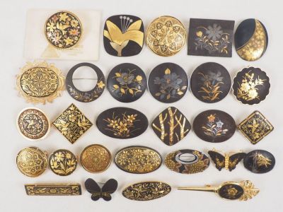 象嵌 ブローチ まとめて デザイン 色々 金工 大量セット 04 花 鳥 モチーフ アクセサリー