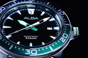 1円～セイコーALBA逆輸入モデル海外専売BLUE&times;GREENカラーサブマリ100m防水クロノグラフ新品メンズ激レア入手困難アルバ日本未発売SEIKO