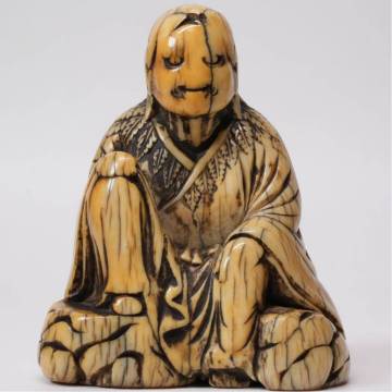 江戸時代 提げ物 古牙彫 根付・古根付 提物 印籠 煙草入 装飾具 古美術 重さ70g