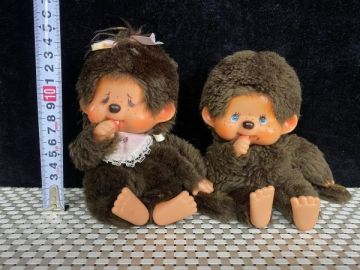 ★モンチッチ ぬいぐるみ 青目 眠り目 ブルーアイ 男の子 女の子 2体セット セキグチ 高さ約20cm 現状品★