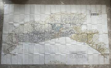 越後道程絵図　新潟県古地図　弘化年号　江戸時代　大判　