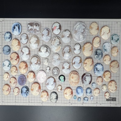 ☆1円スタートお宝！☆カメオルース　おまとめ　シェル　ストーン　貝　石　作家物　総重量約446ｇ　アンティーク　傷欠けあり　現状品