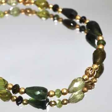 K18!!◆天然トルマリンブレスレット◆M 約4.5g 約18.0cm tourmaline bracelet jewelry ジュエリー グリーン DF0/EA0 M457